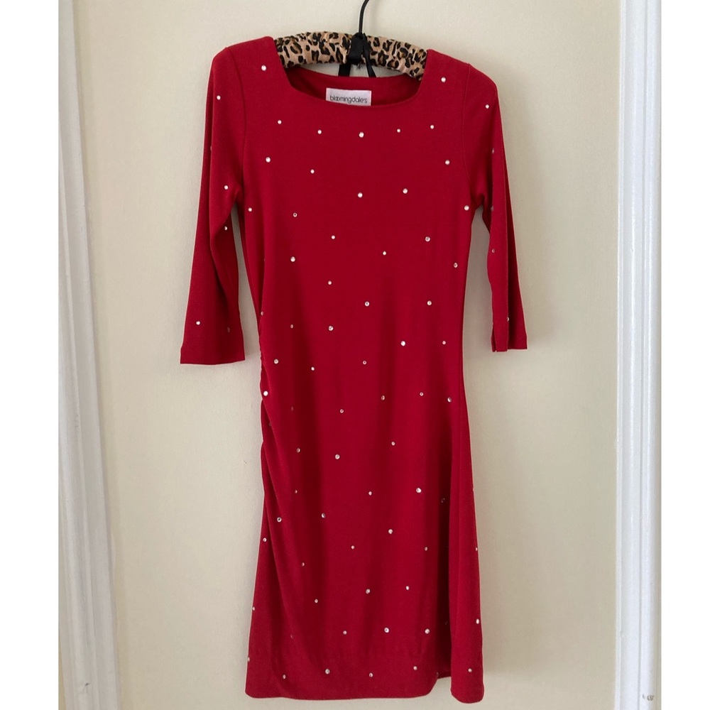 Vintage Bloomingdales Red Rhinestone Dress